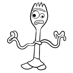 Create a new name for a coloring page featuring Forky from Toy Story 4