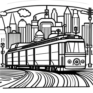 Downtown Streetcar Coloring Page