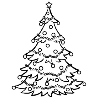 Decorated Christmas Tree Coloring Page