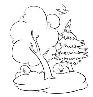 Forest Trees Coloring Page