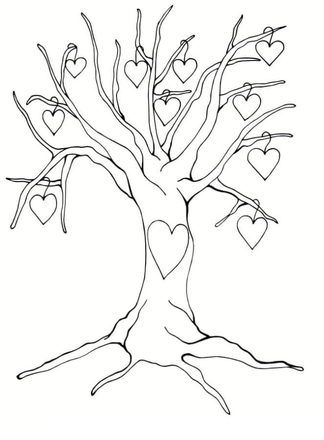 Heart Tree Coloring Page