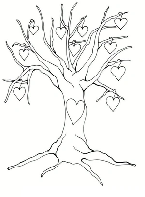 Heart Tree Coloring Page