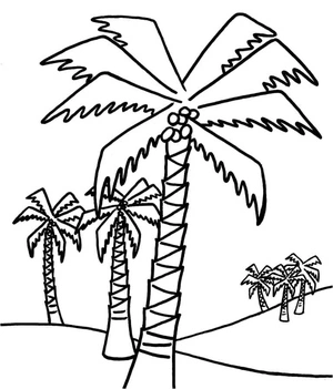 Six Palm Trees Coloring Page