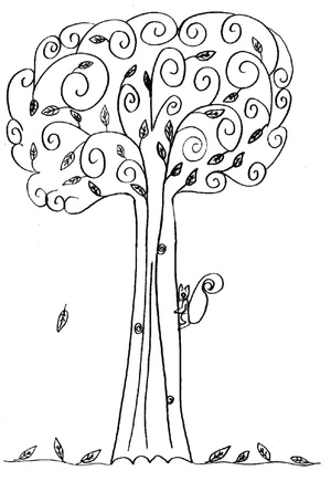 Squirrel on Tree Branch Coloring Page