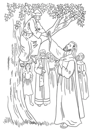The elderly man is resting on a tree. Coloring Page