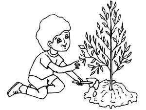 The Little Boy Planted a Tree Coloring Page