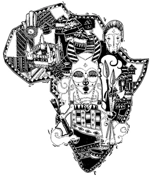 "African Tribal Map Art" Coloring Page