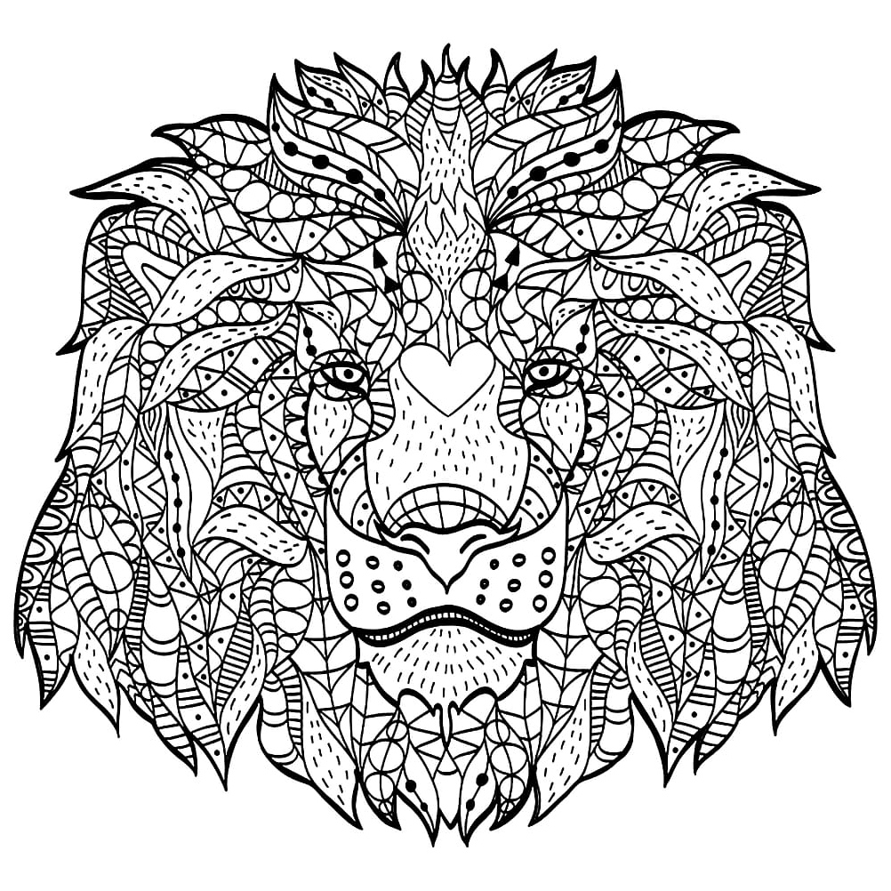 Majestic Lion in Tribal Style Coloring Page