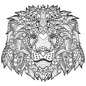 Majestic Lion in Tribal Style Coloring Page