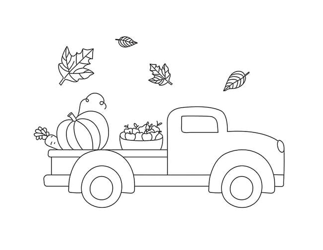 Thanksgiving Pickup Truck Coloring Page