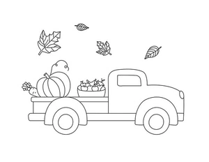 Thanksgiving Pickup Truck Coloring Page