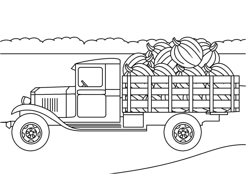 Truck picking fruit Coloring Page