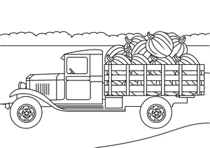 Truck picking fruit Coloring Page