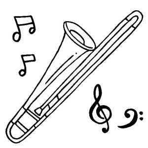 Drawing of a Trumpet Surrounded by Musical Notes