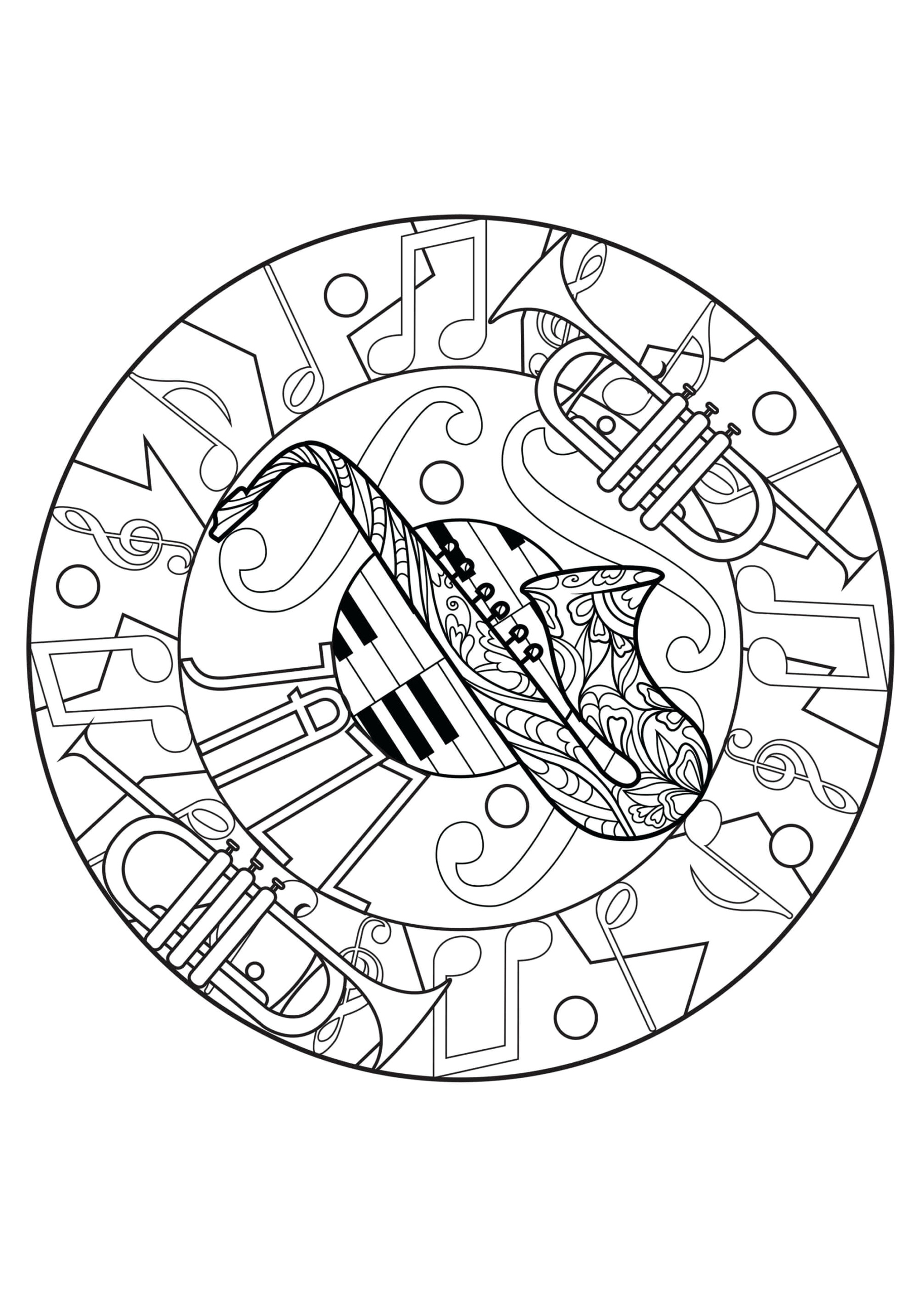 Mandala Trumpet Coloring Page