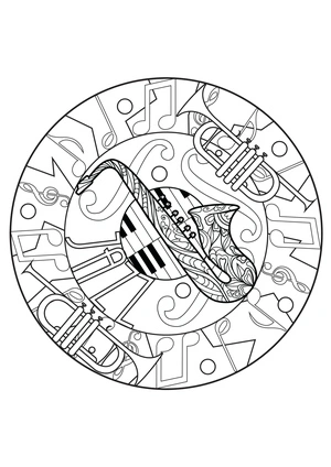 Mandala Trumpet Coloring Page