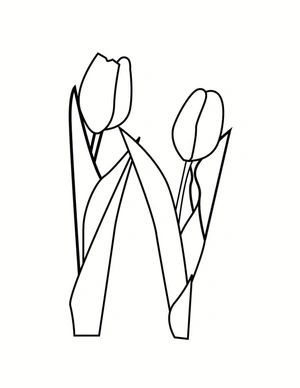 Tulips with a Simple Design Coloring Page