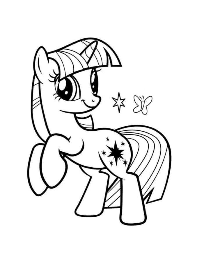 Sparkle enjoys playing with butterflies in the beautiful gardens. Coloring Page