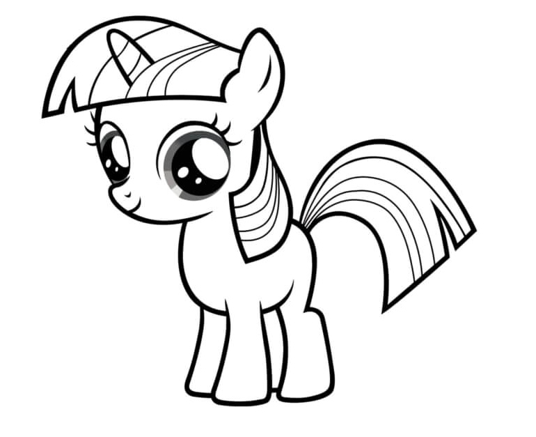 Sparkly Unicorn with Big Eyes Coloring Page
