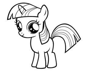 Sparkly Unicorn with Big Eyes Coloring Page
