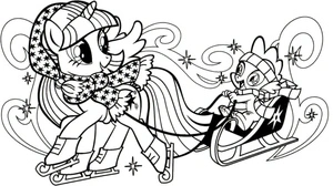 Spike on a Twilight Sled Coloring Page