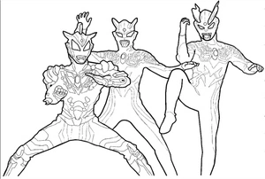 Ultraman Trio Coloring Page