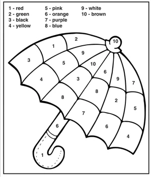 Color-By-Number Little Umbrella Coloring Page