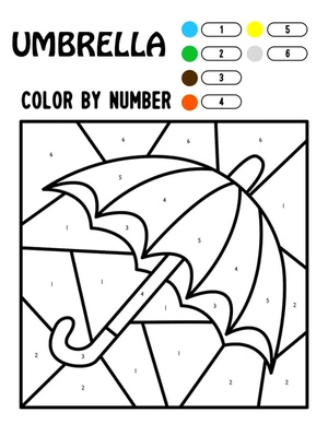Color By Number Umbrella Template Coloring Page