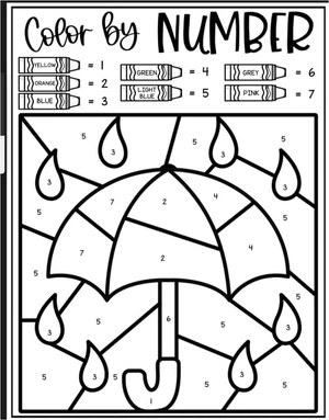 Fantastic Umbrella Color By Number Coloring Page