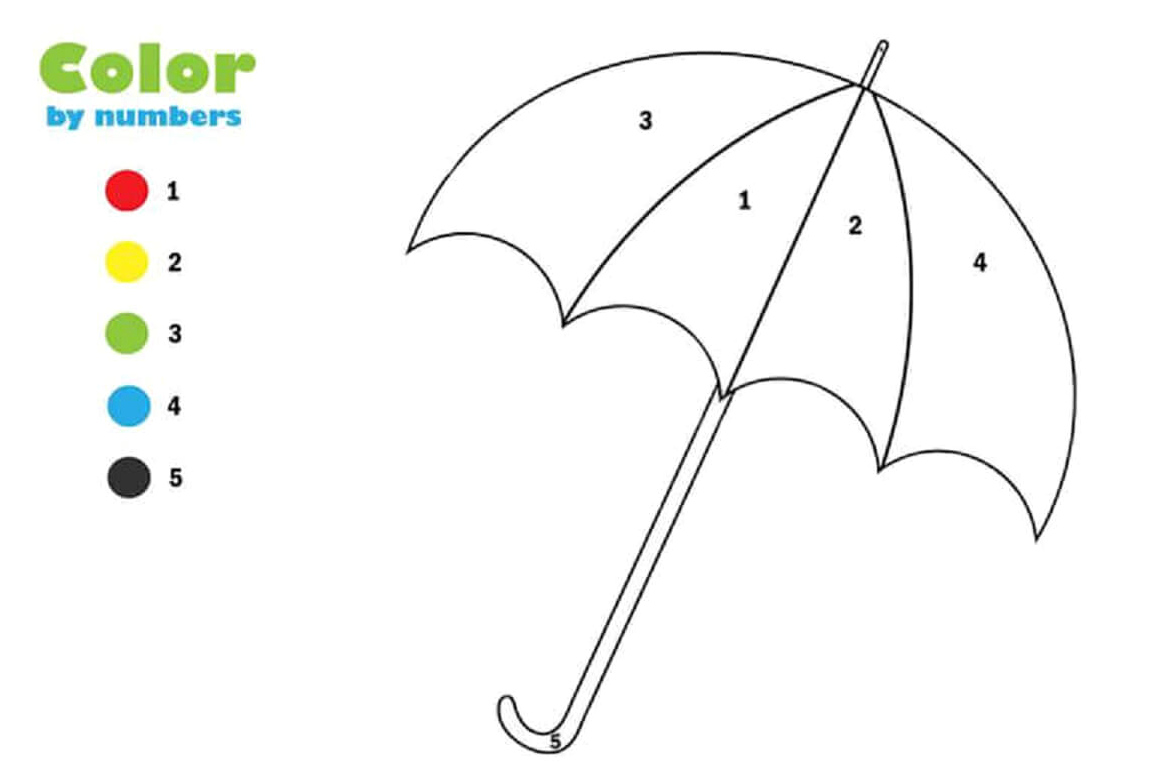 Simple Umbrella Color By Number Coloring Page