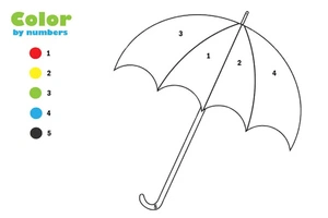 Simple Umbrella Color By Number Coloring Page