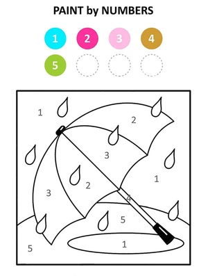 Umbrella Color By Number Coloring Page