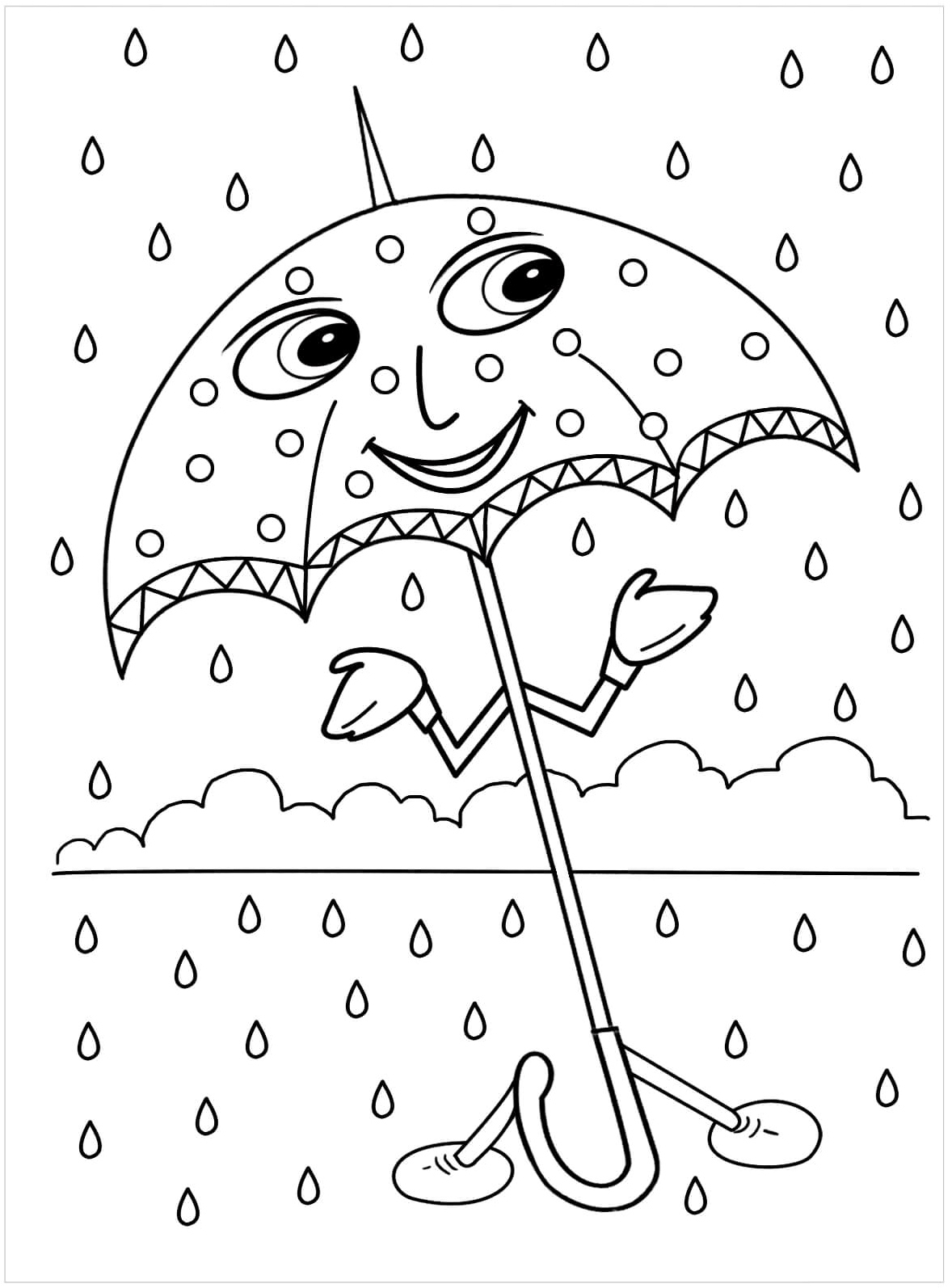 Umbrella Cartoon Coloring Page