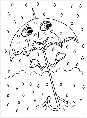 Umbrella Cartoon Coloring Page