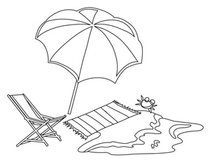 Umbrella on the Beach Coloring Page Coloring Page