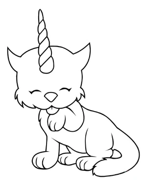 Adorable Unicorn Kitten Coloring Page
