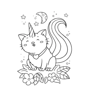 Image of a Unicorn Cat Coloring Page