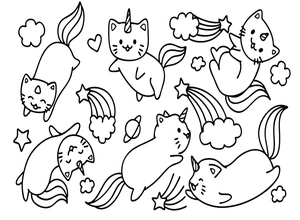 "Magical Unicorn Kittens" Coloring Page