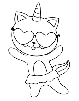 Majestic Cat with a Horn Coloring Page