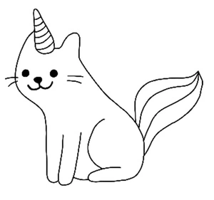 Simple Unicorn Cat Coloring Page