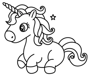 An Adorable Baby Unicorn Coloring Page