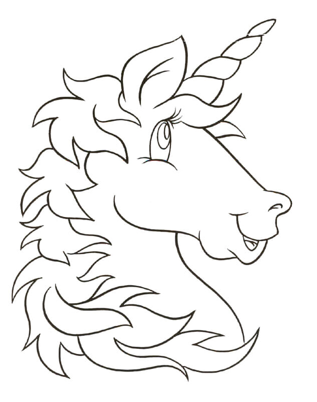 Funny Unicorn Head Coloring Page