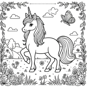 Majestic Unicorn Coloring Page