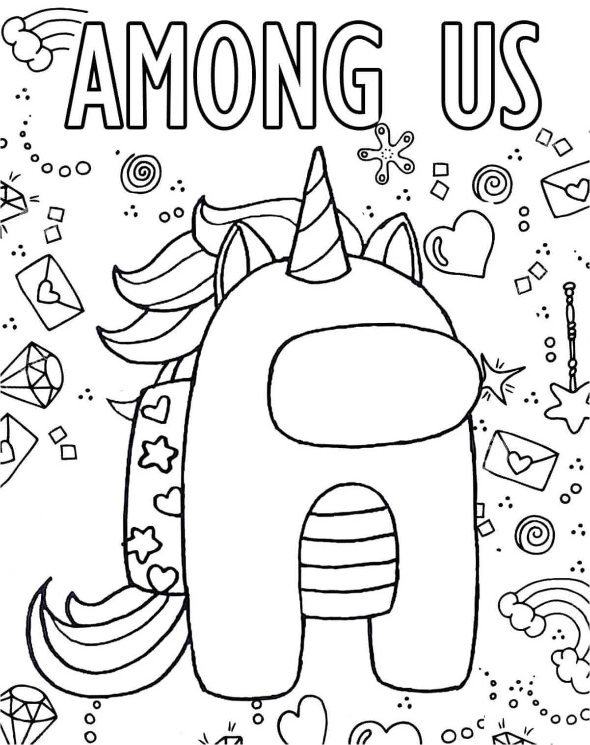 Unicorn Among Us Coloring Page