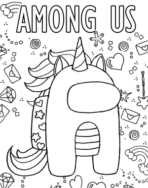 Unicorn Among Us Coloring Page
