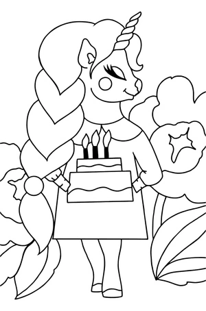 Unicorn Birthday Coloring Page