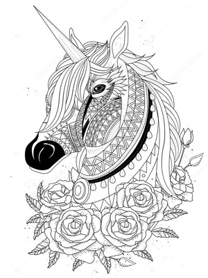 Unicorn Surrounded by Beautiful Flowers Coloring Page