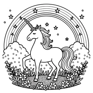 Unicorn with Rainbow Coloring Page
