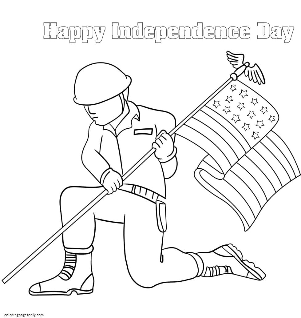 Happy Fourth of July Coloring Page