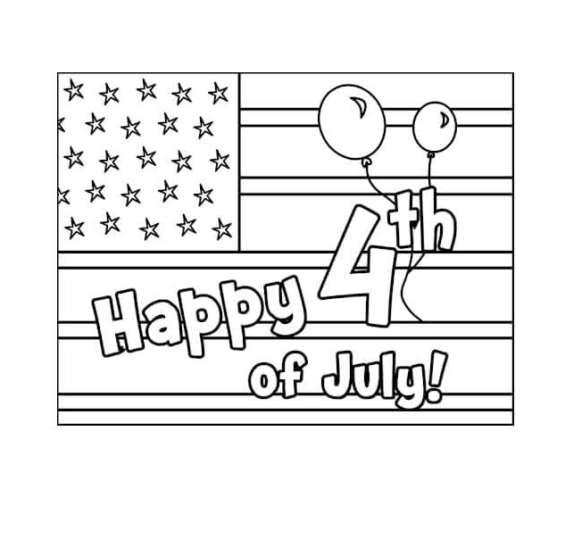 American Flag on Independence Day Coloring Page